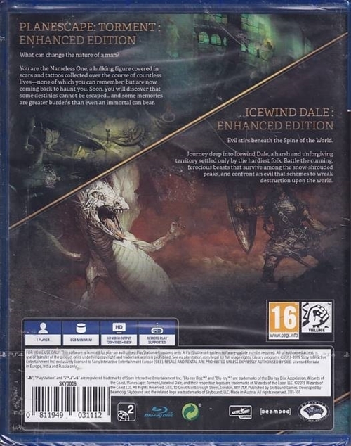 Planescape Torment Enhanced Edition and Icewind Dale Enhanced Edition - I Folie - PS4 (AA Grade) (Genbrug)